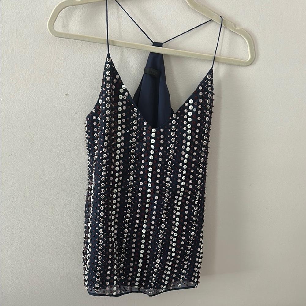 Sequin Embellished Navy Top
